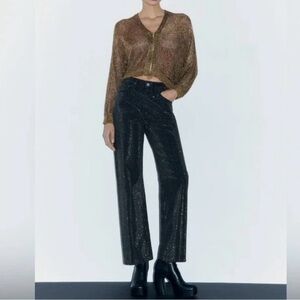 Zara Women's Shimmering Mesh Knit Gold/Bronze Bomber